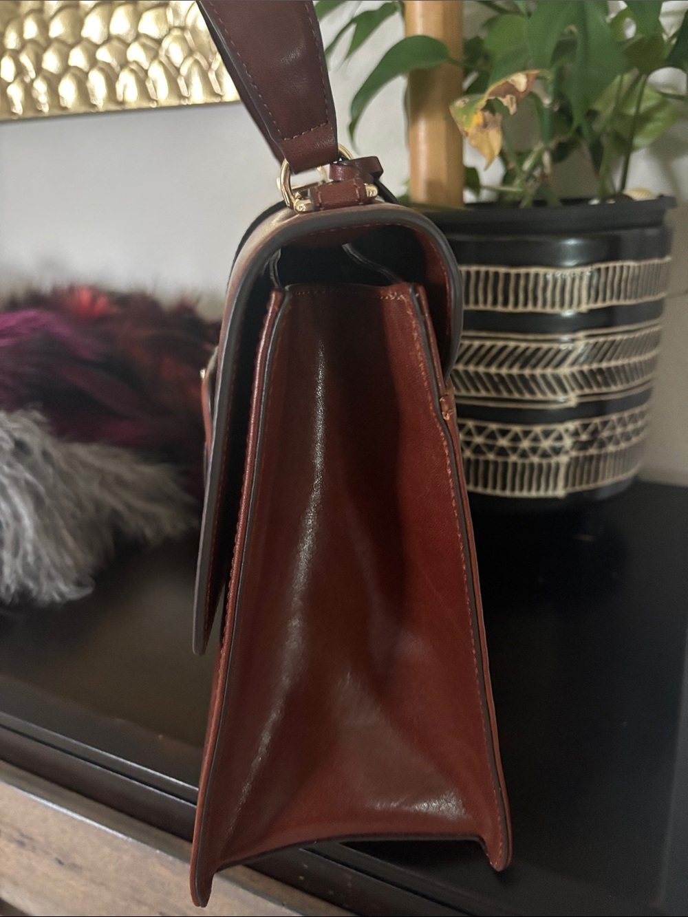 Brahmin Chestnut Brown Leather Top-Handle Briefcase Medium “Francine” cognac - Picture 3 of 8